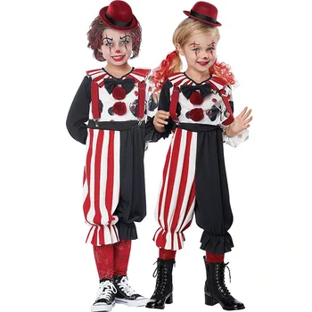 Классический косплей Клоуна для мальчиков и девочек, костюмы на Хэллоуин для детей, страшный маскарадный бал, представление Джокера