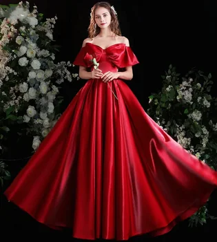 Коктейльное платье с вырезом лодочкой, Изящное Vestidos, Элегантное вечернее платье А-силуэта с открытыми плечами, романтическое платье длиной до пола