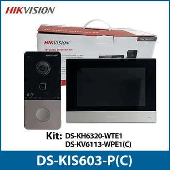 Комплект видеодомофона Hikvision DS-KIS603-P (C) Со встроенным микрофоном DS-KV6113-WPE1 (C) Дверной звонок DS-KH6320-WTE1 Poe Дверная станция WIFI Монитор