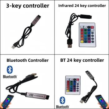 Контроллер RGB DC5v USB 5V BT 24 клавиши RF Пульт дистанционного управления беспроводным контроллером для светодиодных лент COB SMD 3528 5050 RGB
