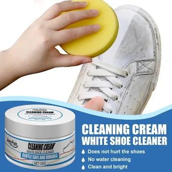 Крем для чистки белой обуви Jue Fish One Rub White Magic Для чистки спортивной парусиновой обуви без стирки, удаление пятен