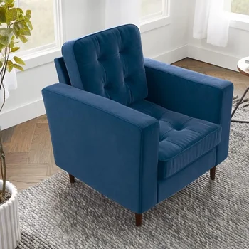 Кресло с акцентной обивкой – Темно-синий бархат - Мебель для гостиной