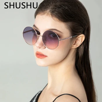 Круглые Солнцезащитные очки большого размера Для женщин, Зеркало для вождения, Солнцезащитные очки, Женские очки в большой оправе, Брендовые Дизайнерские очки с градиентными линзами UV400