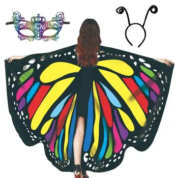 Крылья бабочки Удобная шаль с крыльями бабочки для девочек, крылья феи для фотосессии на Хэллоуин, маскарад, карнавал
