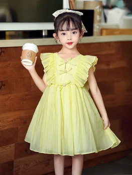 Летние детские зеленые платья, элегантное платье принцессы для девочек, платье для вечеринки в честь дня рождения, детская одежда