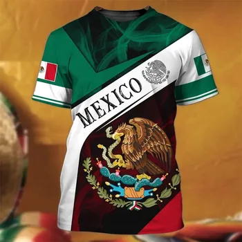 Летние Мужские Футболки с круглым вырезом и Принтом Национального флага Мексики, Пуловер С Коротким Рукавом, Модная Повседневная Уличная Мужская Одежда
