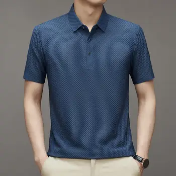 Летняя новая мужская футболка с коротким рукавом, классная и дышащая рубашка-поло, деловой повседневный топ, впитывающий пот.