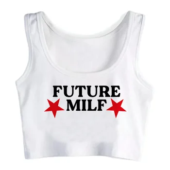 майка future milf, дрянная уличная одежда, укороченный топ fairycore, женские дрянные футболки fairycore fairy grunge, футболка