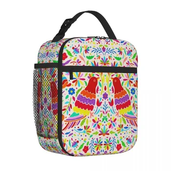 Мексиканская утепленная сумка для ланча Otomi Birds, Термосумка, Ланч-боксы, холодильник, Ланч-бокс, сумки для пикника, сумки для женщин, детей, школы