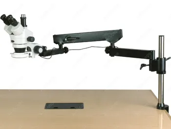 Микроскоп с Шарнирным рычагом -AmScope Поставляет 3,5-225-кратный Тринокулярный Зажим Для стойки Шарнирного рычага со Стереомикроскопом с 144-светодиодным зумом