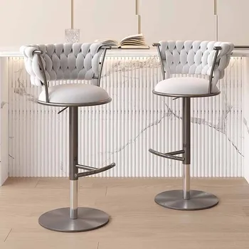 Минималистичные барные стулья со светодиодной подсветкой, современный дизайн, промышленный металлический роскошный барный стул, Поворотные регулируемые табуреты для бара и кафе