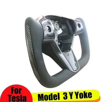 Модель Y-образная ручка Рулевого колеса для Tesla Model 3 2023 Кожаное Карбоновое рулевое колесо с подогревом Modely 370 мм Аксессуары