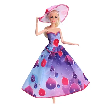 Модная кукольная одежда Вечерние платья Серьезное Длинное платье со шляпой Аксессуары для кукол Одежда для кукол Игрушки для девочек