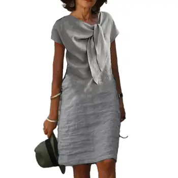 Модное женское платье однотонного цвета, мягкое летнее платье для леди на работу