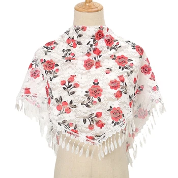 Модный прозрачный шифоновый шарф-шаль для женщин с цветочным принтом, Повседневные Треугольные шарфы, шали, Платки, женские принадлежности
