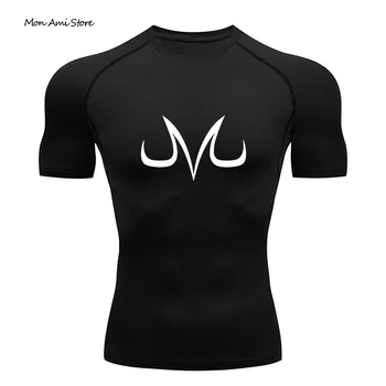 Мужская компрессионная рубашка для фитнес-тренировок с аниме принтом, спортивные обтягивающие футболки для спортзала, спортивные быстросохнущие топы, тройники