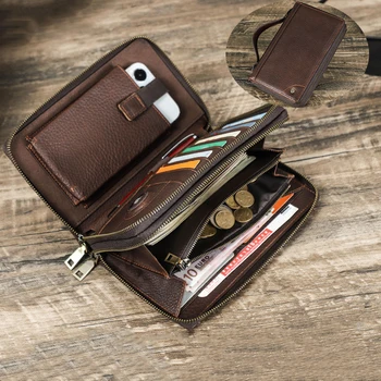 Мужская сумка-клатч YKOSM из натуральной кожи, RFID-сумка на молнии, защита от потери удостоверения личности, сумка для кредитной карты с Airtag, чехол для делового телефона, сумка