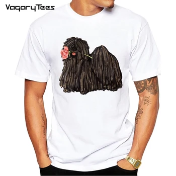 Мужская футболка Puli dog puppy Pembroke Welsh Valentine Rose, летняя модная футболка для мальчиков, повседневные художественные топы, милые футболки