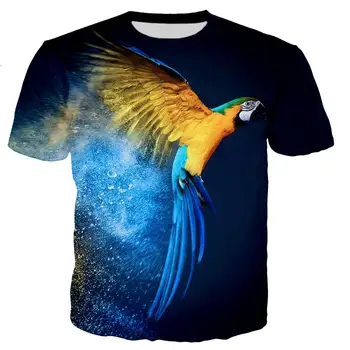 Мужская футболка в повседневном стиле, уличная футболка Parrot Для мужчин/женщин, Новые модные крутые футболки с 3D-принтом, размер Оверсайз