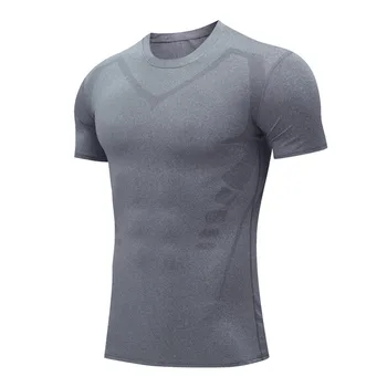 Мужские быстросохнущие спортивные майки, летняя дышащая эластичная футболка с коротким рукавом, облегающая спортивную одежду для бодибилдинга и бега, футболки