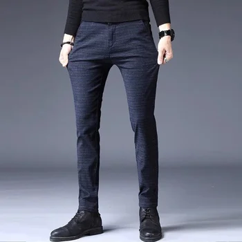 Мужские классические однотонные летние тонкие повседневные брюки 3 цветов, деловые модные стрейчевые хлопковые брендовые мужские