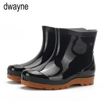 Мужские непромокаемые ботинки на весну и зиму, непромокаемая обувь для мужчин, непромокаемые резиновые черные ботильоны на шнуровке, 2021
