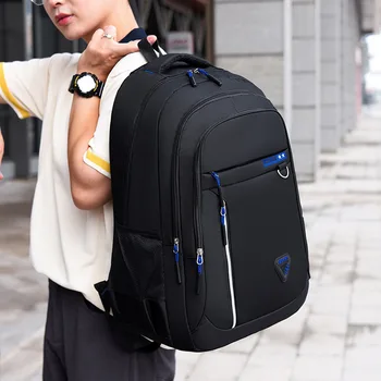 Мужской рюкзак большой емкости, Оксфорд, черные однотонные школьные сумки, рюкзак для подростков, студентов колледжа, многофункциональный рюкзак, рюкзаки