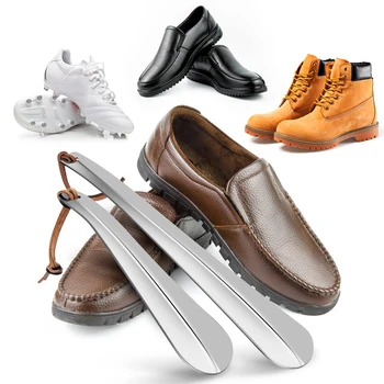 Набор длинных коротких рожков для обуви, набор рожков для обуви серебристо-коричневый рожок для обуви для путешествий, длинный металлический рожок для обуви