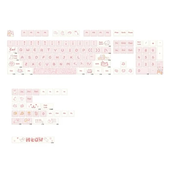 Набор клавишных колпачков 133Keys Мультяшный Розовый Кот для игровой механической клавиатуры Keycaps T5EE