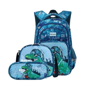 Набор рюкзаков с динозаврами OPDOS для мальчиков, пенал для ланча, сумка для школьных учебников для детей младшего дошкольного возраста