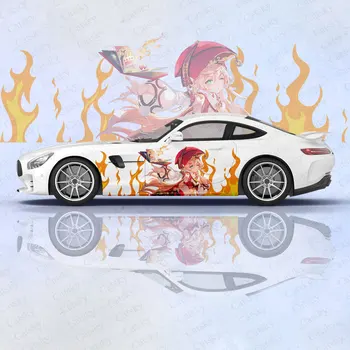 Наклейка на автомобиль Yanfei Genshin Impact в стиле аниме, Защитная пленка, Виниловая Боковая Графическая пленка, Аксессуары для Покраски, Наклейка на автомобиль