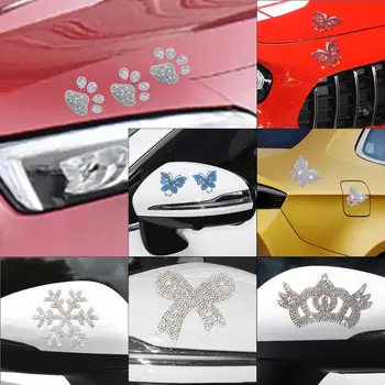 Наклейка на автомобиль с украшением в виде кристаллов, наклейка на бампер, автомобильные наклейки, наклейки с эмблемой автомобиля, наклейки для декора автомобиля, наклейки со стразами, наклейки со стразами