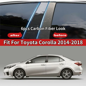 Наклейка на молдинг для оконной стойки автомобиля, наклейка в стиле углеродного волокна для Toyota Corolla 2014 2015 2016 2017 2018