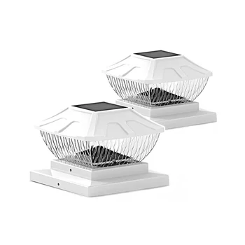 Наружные фонари на солнечных столбах - 2 комплекта, 2 режима, солнечные фонари для ограждения палубы, водонепроницаемые фонари на солнечных батареях IP65, белые