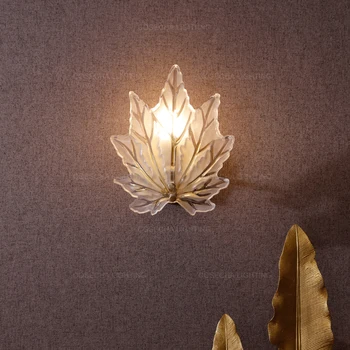 Настенные светильники с кленовыми листьями стеклянный абажур медное настенное бра золотые латунные настенные светильники декоративный настенный светильник для спальни отеля в скандинавском стиле