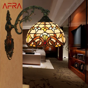 Настенный светильник AFRA Modern Tiffany LED Креативный Стеклянный бра в стиле европейского барокко для домашнего декора гостиной спальни