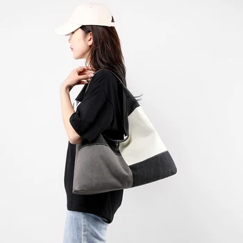 Новая модная простая женская сумка на одно плечо, повседневная, подходящая к сотне цветов, холщовая сумка большой емкости, сумки-тоут для пригородных поездок