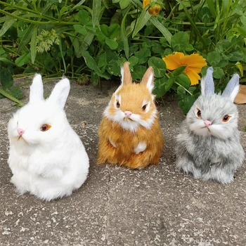 Новая плюшевая игрушка, имитирующая модель кролика-кролика, подарок на День Рождения, Милый Пушистый Кролик на корточках, Мини-Плюшевый Яркий Свадебный Орнамент для дома