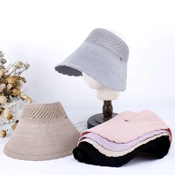 новая пустая верхняя шапочка Женская летняя шляпа пляжная хлопчатобумажная женская шляпа из конопли Для пляжной прогулки с защитой от ультрафиолета солнечная шляпа солнцезащитный козырек