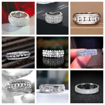 Новое женское обручальное кольцо с бриллиантом 2024 года, Оптовая продажа европейских и американских модных украшений из блестящего песчаника