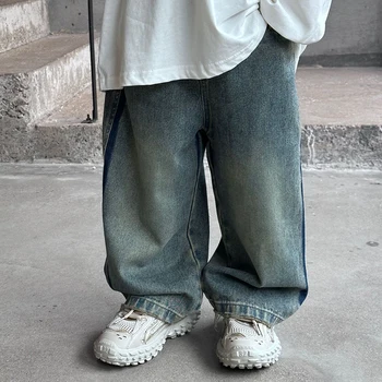 Новые детские джинсы в стиле ретро для маленьких мальчиков, детские модные джинсовые брюки, Весна-осень, Корейские повседневные Детские джинсы для маленьких мальчиков