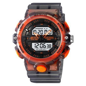 Новые мужские часы STRYVE Watch 8028 Хорошего качества с цифро-аналоговым двойным механизмом, Светящийся Календарь, Водонепроницаемые часы 5ATM и 8025
