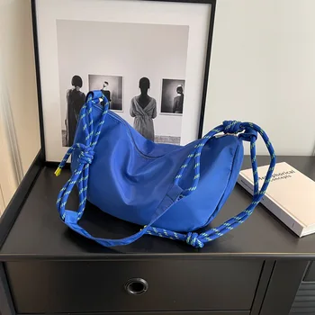 Новые сумки через плечо из нейлоновой ткани, винтажная однотонная сумка-бродяга, повседневная диагональная сумка большой емкости, модная универсальная женская сумка