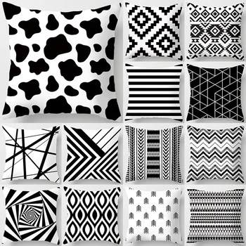 Новые черно-белые геометрические буквы в клетку, чехол для подушки из полиэстера, корзина для подушек, декор для дома, подушка для декора дивана-кровати