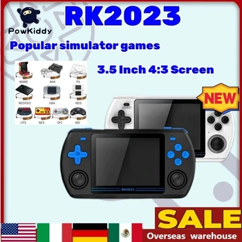 НОВЫЙ 2023 POWKIDDY RK2023 RK3566 Чип Ретро Двойной Динамик Стерео Портативная Игровая консоль 3,5 Дюймов 4:3 IPS Экран игровая коробка