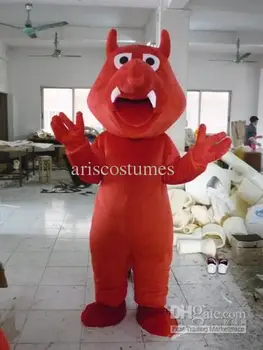 Новый взрослый Хэллоуин Рождество Популярный Красный Дракон Талисман, Необычный Мультяшный Костюм талисмана, Плюшевый Маскарадный костюм талисмана