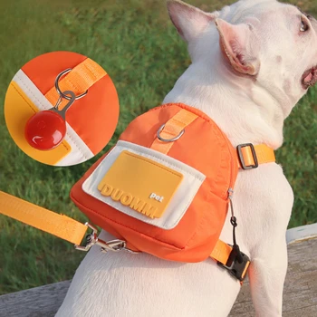 Новый рюкзак для домашних животных Мультяшный рюкзак для собак на открытом воздухе с таким же Тяговым тросом