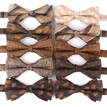 Новый свадебный галстук-бабочка коричневого цвета, галстук-бабочка для мужчин, Женский галстук-бабочка, галстуки-бабочки для взрослых мужчин, вечерние полосатые галстуки-бабочки для подарков