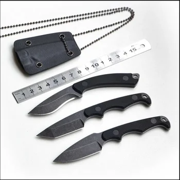 Нож с фиксированным лезвием, маленький нож для выживания, инструменты для кемпинга на открытом воздухе EDC, ручка G10, Переносная с ножнами K и ожерельем