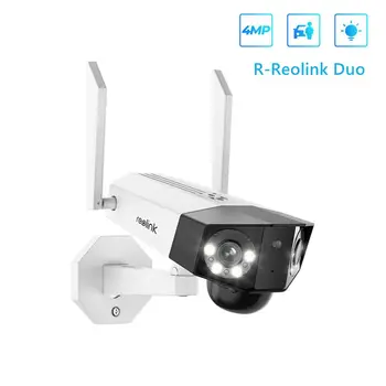 Обновленная Wi-Fi-камера Reolink с двумя объективами Duo, 4-мегапиксельная наружная камера с питанием от солнечной батареи, видеонаблюдение, защита безопасности